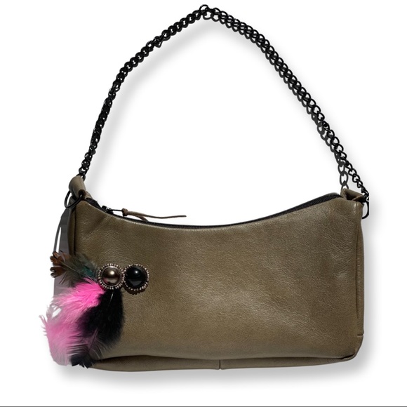 Baguette mini shoulder bag with removable handle and a chain strap 24x14 Cm - Picture 4 of 6